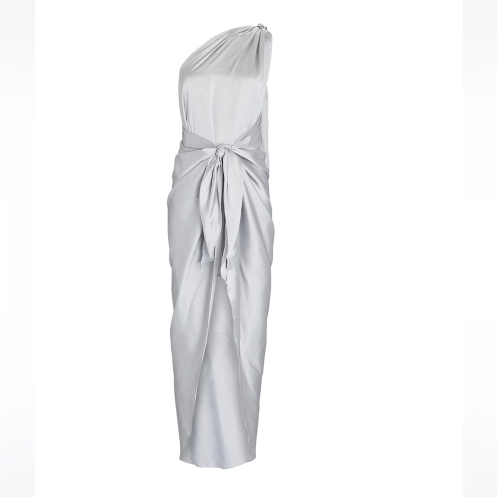 NWT Elegant Silver One-Shoulder Dress